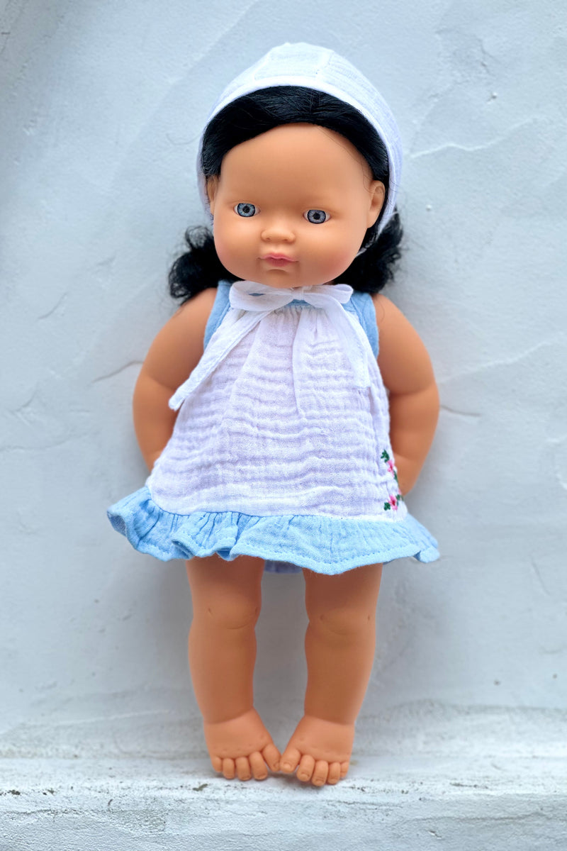 Miniland Doll Clothes | Audrey Dress & Bonnet 38cm