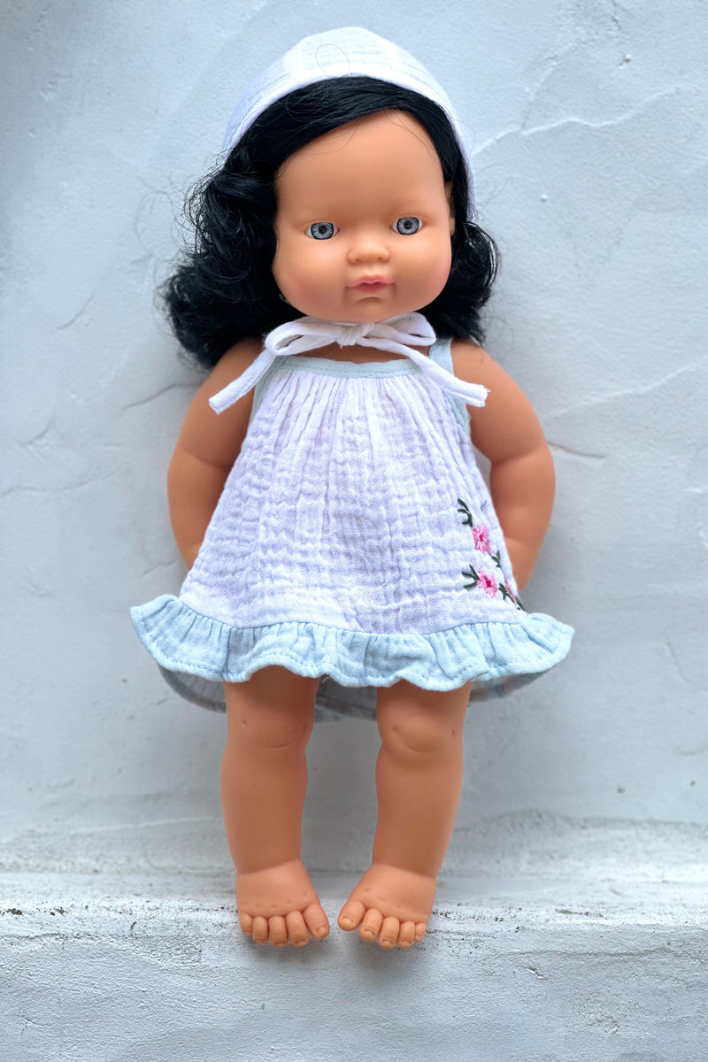 Miniland Doll Clothes | Audrey Dress & Bonnet 38cm