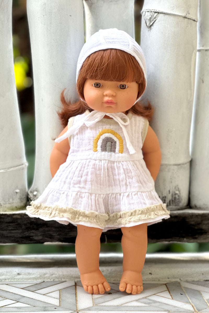 Miniland Doll Clothes | Francesca Dress & Bonnet 38cm