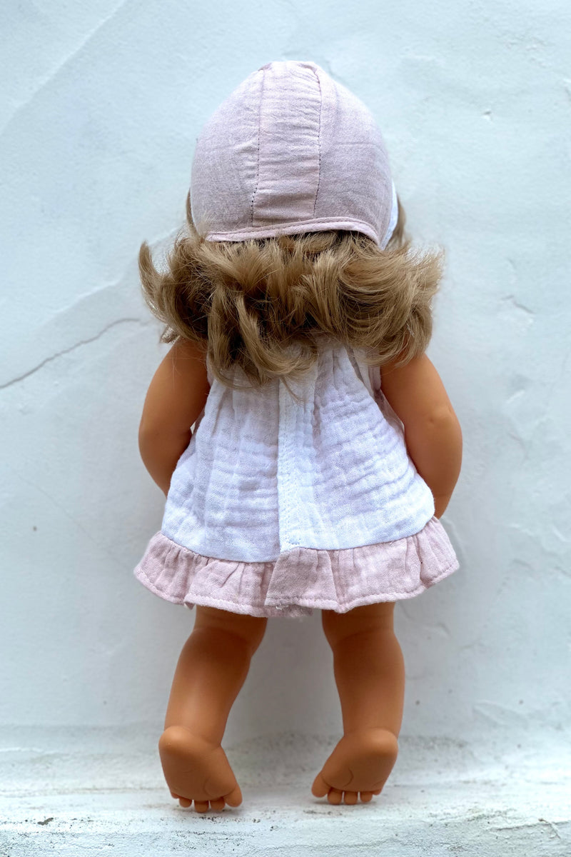 Miniland Doll Clothes | Audrey Dress & Bonnet 38cm