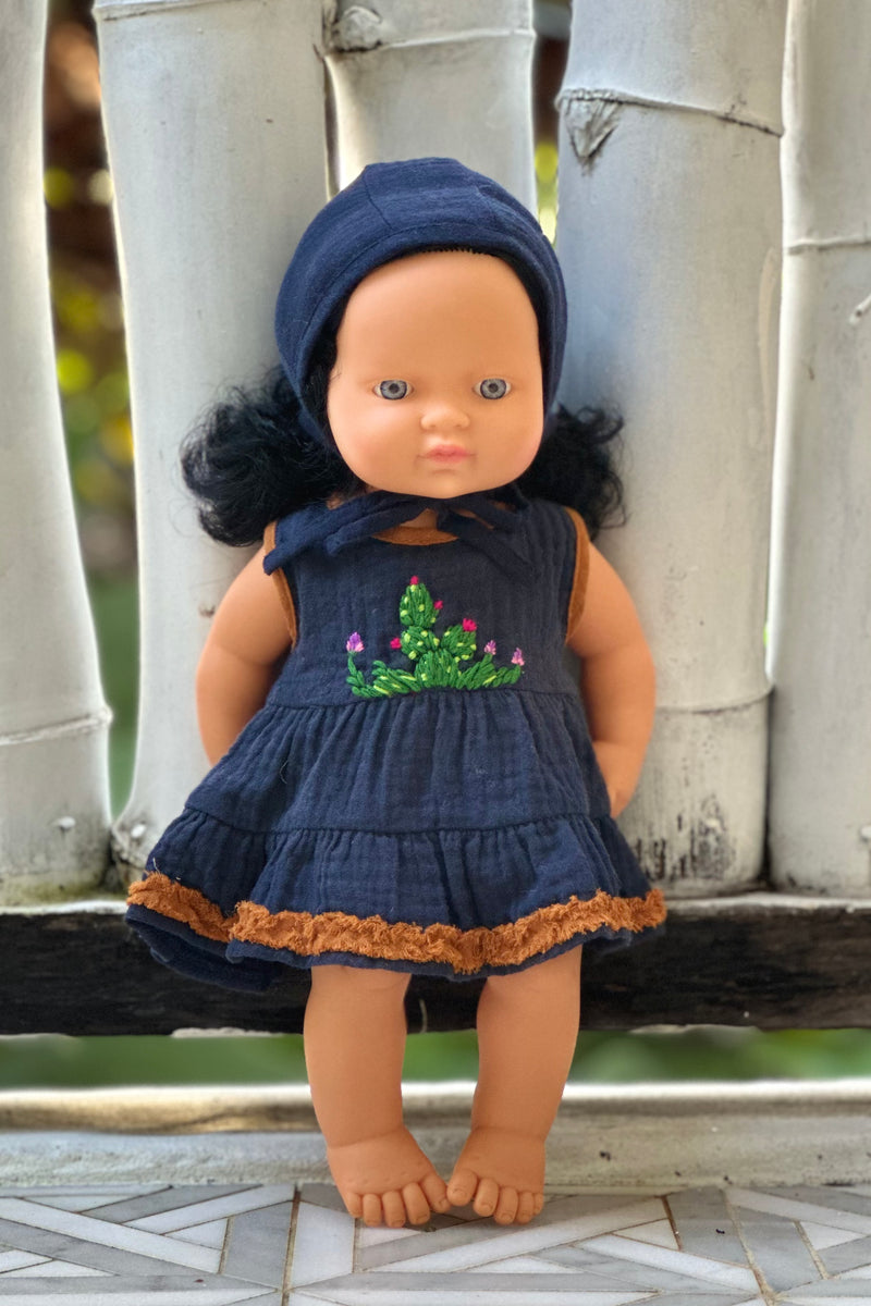 Miniland Doll Clothes | Francesca Dress & Bonnet 38cm