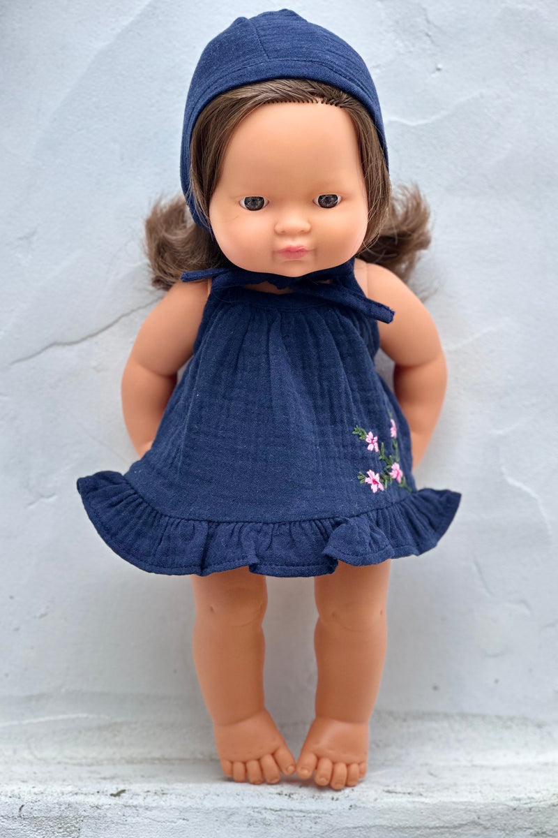 Miniland Doll Clothes | Audrey Dress & Bonnet 38cm