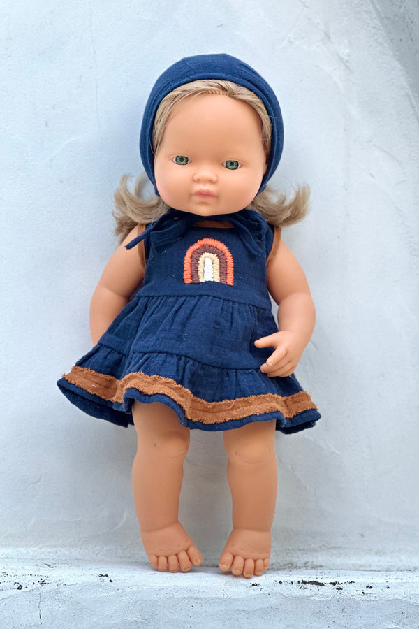 Miniland Doll Clothes | Francesca Dress & Bonnet 38cm
