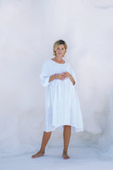 Corsica Italian Linen Weekender Dress | White