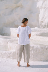 Florence Linen Top | White
