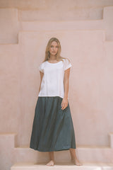 Milano Linen Skirt | Midi | Navy