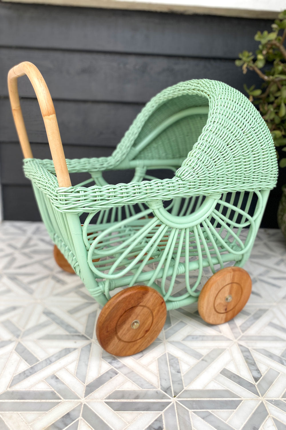 Rattan Dolls Pram | Mint Green – MY ISLAND COLLECTIVE